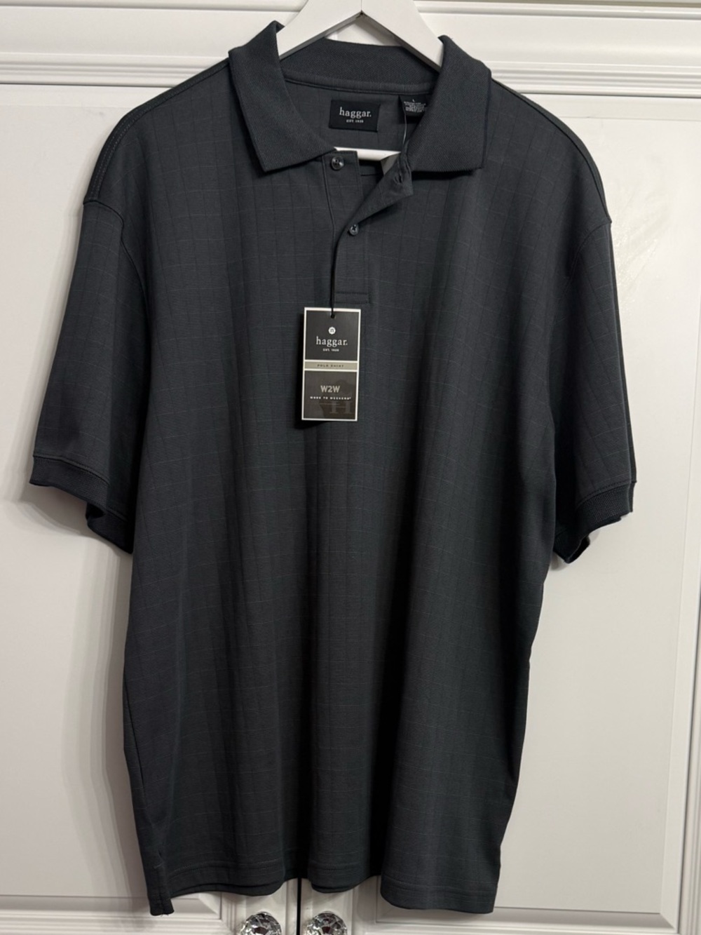 NWT Hagger Men’s Size Large Work to Weekend Polo Shirt In Black Steel Golf